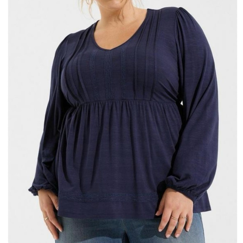 Torrid Navy Blue Long Sleeve Blouse